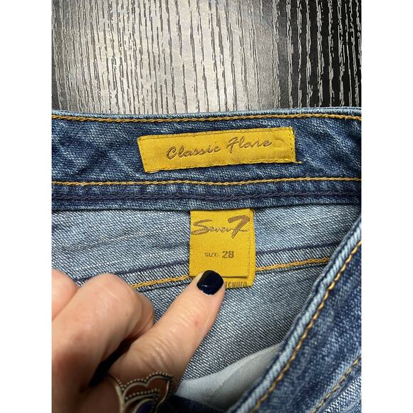 7 For All Mankind Classic Flare Ultra Low Waist Jeans - Picture 8 of 8